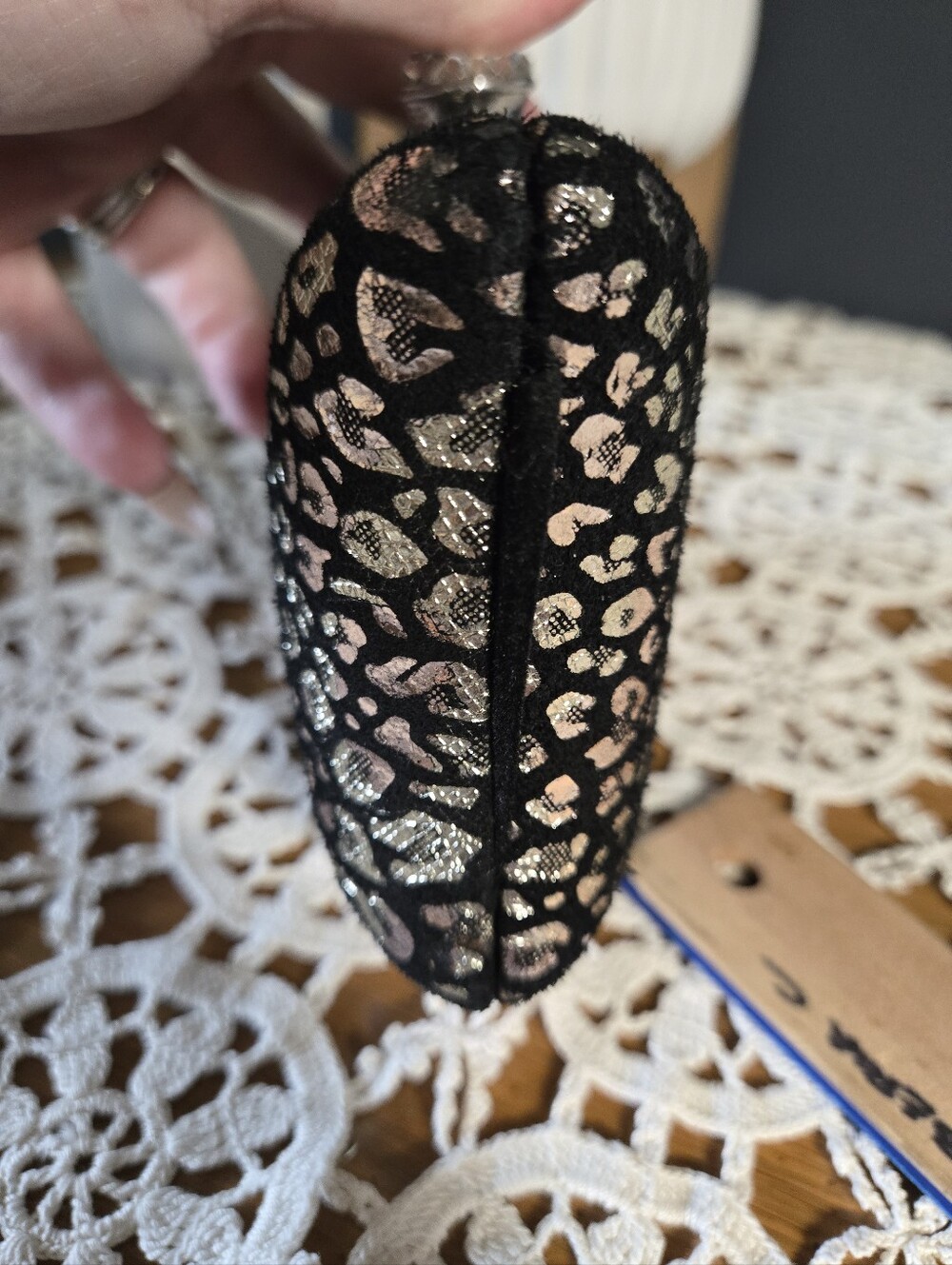 Metallic Leopard Print Hard-Shell Evening Clutch - Picture 4 of 6